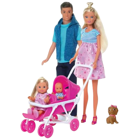 Set Simba Steffi Love Welcom Surprise Family papusa Steffy 29 cm, papusa Kevin 29 cm, papusa Evi 12 cm si accesorii - imagine 7